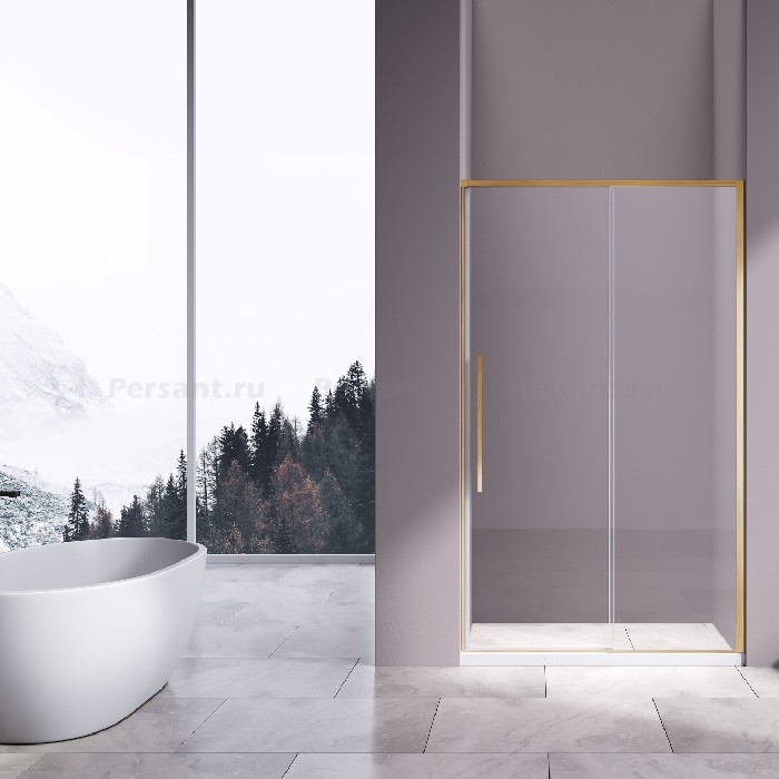 Душевая дверь Vincea Slim-N 110 VDS-4SN110CLG брашированное золото, стекло прозрачное
