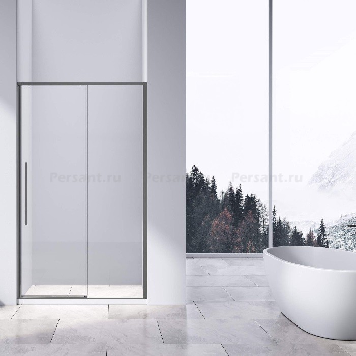 Душевая дверь Vincea Slim-N 110 VDS-4SN110CLGM вороненая сталь, стекло прозрачное