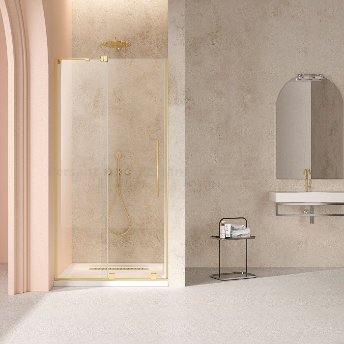 Душевая дверь Vincea Walk-In 120 VDS-4WSL120CLG-L левая, брашированное золото, стекло прозрачное