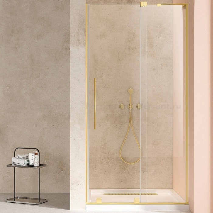 Душевая дверь Vincea Walk-In 120 VDS-4WSL120CLG-R правая, брашированное золото, стекло прозрачное
