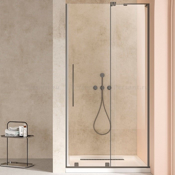 Душевая дверь Vincea Walk-In 120 VDS-4WSL120CLGM-R правая, вороненая сталь, стекло прозрачное