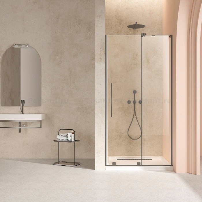 Душевая дверь Vincea Walk-In 120 VDS-4WSL120CLGM-R правая, вороненая сталь, стекло прозрачное