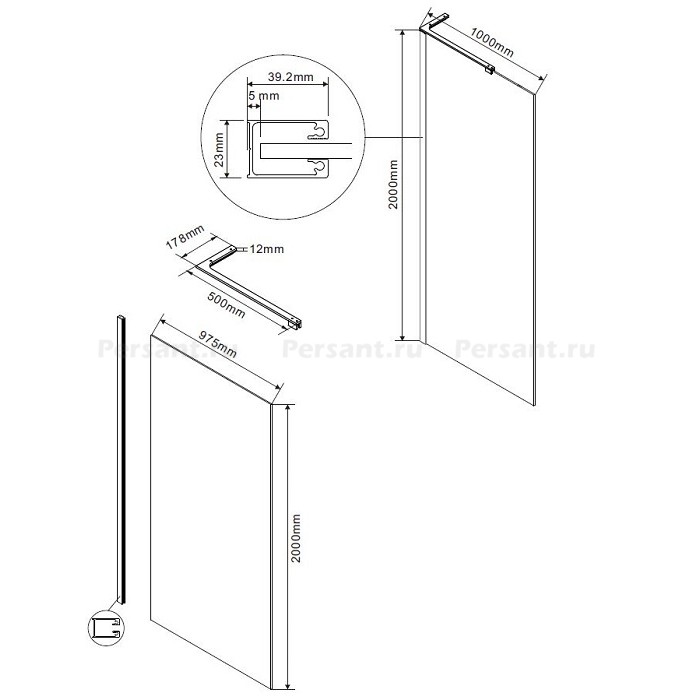 Душевая перегородка Vincea Walk-In 100 VLSW-1H100GS профиль хром, стекло янтарь