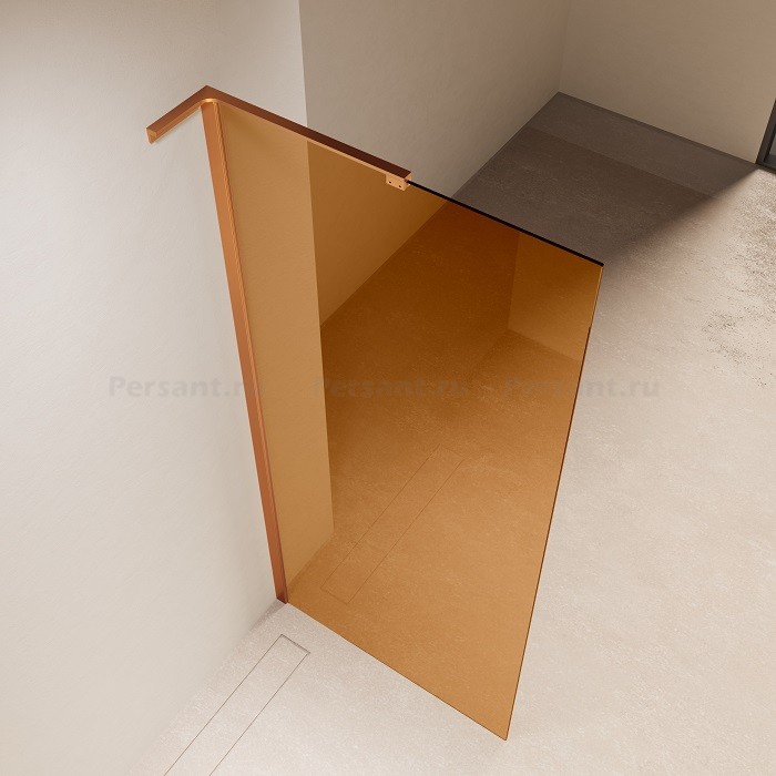 Душевая перегородка Vincea Walk-In 90 VLSW-1H900GSBC профиль медь, стекло янтарь
