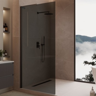 Душевая перегородка Vincea Walk-In 100 VLSW-1H100CGB профиль черный, тонированное стекло