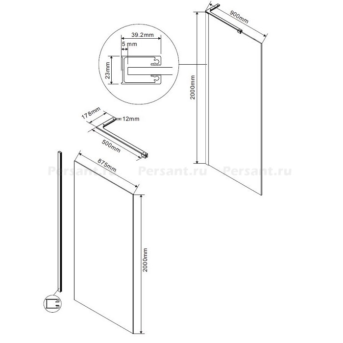 Душевая перегородка Vincea Walk-In 90 VLSW-1H900GS профиль хром, стекло янтарь