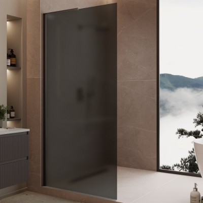 Душевая перегородка Vincea Walk-In 90 VLSW-1H900GFB профиль черный, матовое тонированное стекло