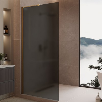 Душевая перегородка Vincea Walk-In 90 VLSW-1H900GFG золото брашированное, матовое тонированное стекло