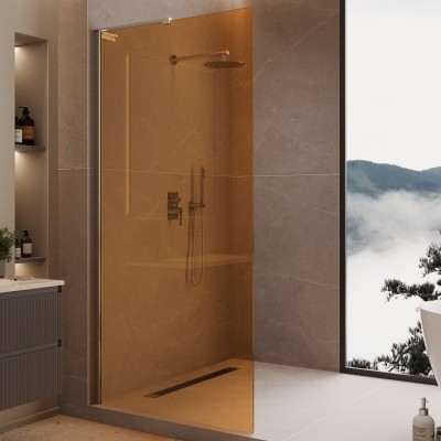 Душевая перегородка Vincea Walk-In 90 VLSW-1H900GS профиль хром, стекло янтарь