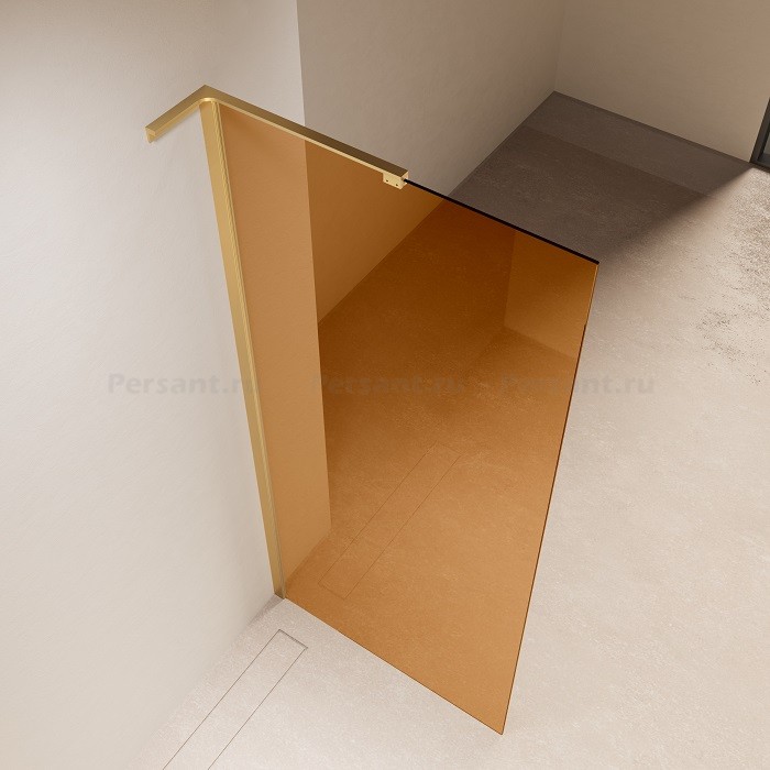Душевая перегородка Vincea Walk-In 100 VLSW-1H100GSG золото брашированное, стекло янтарь