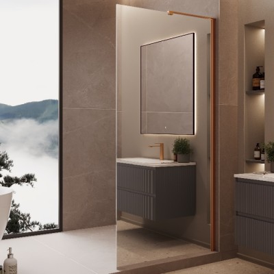 Душевая перегородка Vincea Walk-In 90 VLSW-1H900MRBC профиль медь, зеркальное стекло