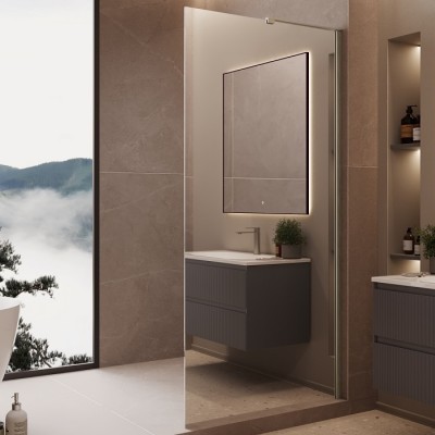 Душевая перегородка Vincea Walk-In 90 VLSW-1H900MRBN профиль никель, зеркальное стекло