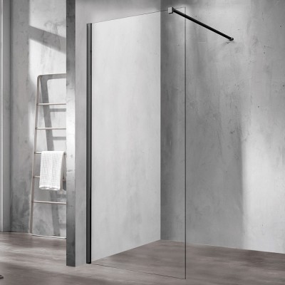 Душевая перегородка Vincea Walk-In 90 VSW-1H900CLB профиль черный, прозрачное стекло