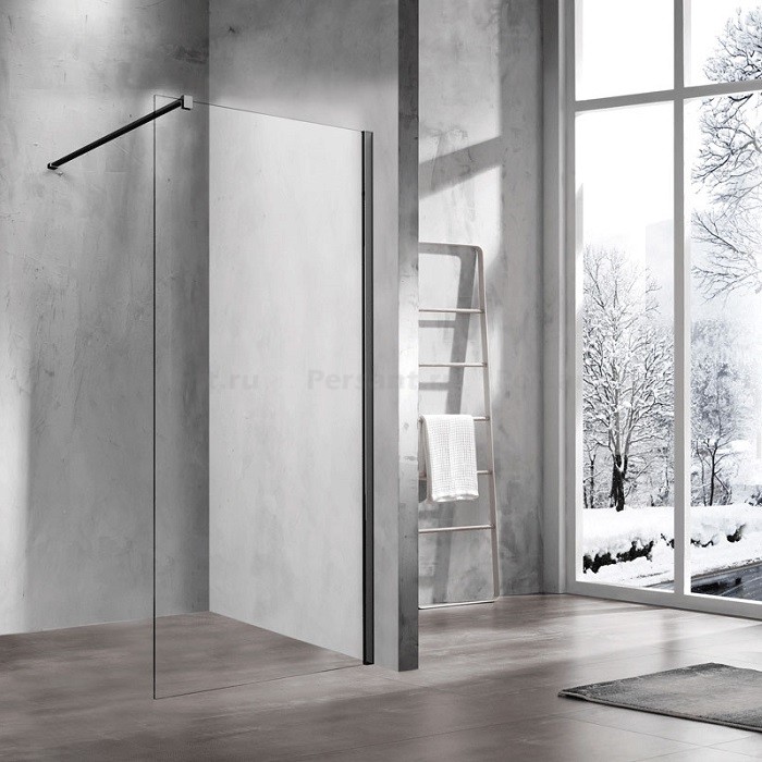 Душевая перегородка Vincea Walk-In 100 VSW-1H100CLB профиль черный, прозрачное стекло