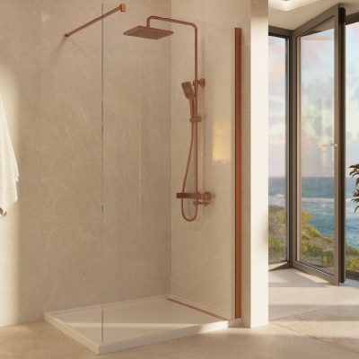 Душевая перегородка Vincea Walk-In 90 VSW-1H900CLBC профиль медь, прозрачное стекло