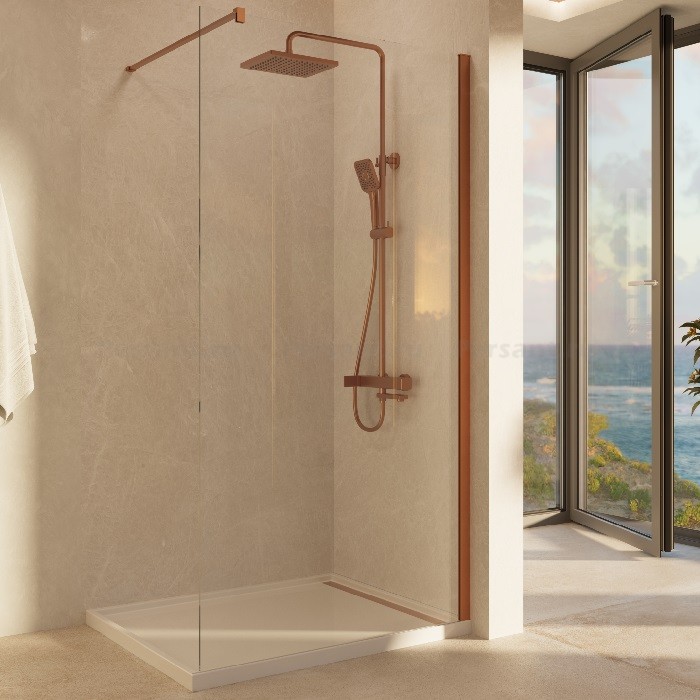 Душевая перегородка Vincea Walk-In 70 VSW-1H700CLBC профиль медь, прозрачное стекло