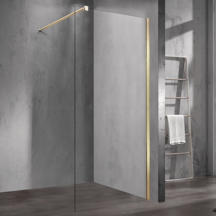 Душевая перегородка Vincea Walk-In 100 VSW-1H100CLG золото брашированное, прозрачное стекло