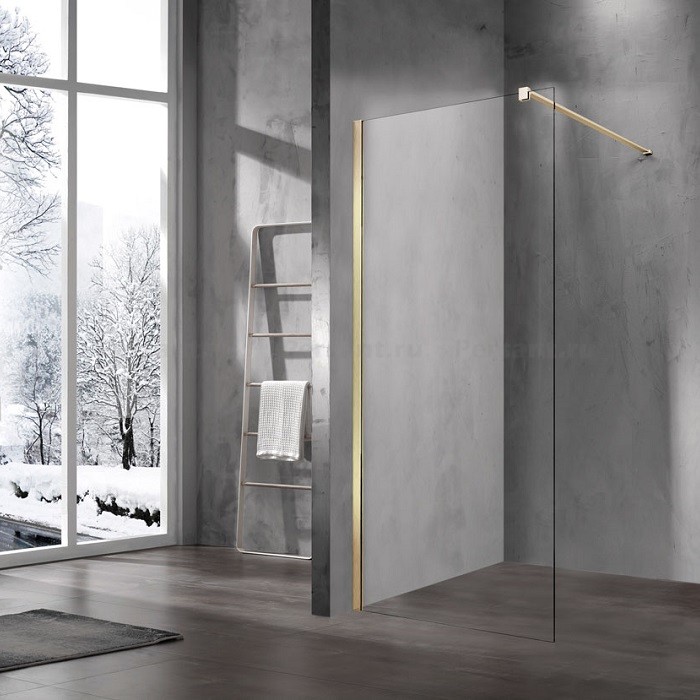 Душевая перегородка Vincea Walk-In 100 VSW-1H100CLG золото брашированное, прозрачное стекло