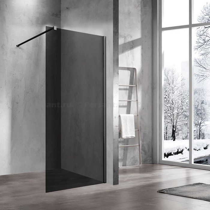 Душевая перегородка Vincea Walk-In 110 VSW-1H110CGB профиль черный, тонированное стекло