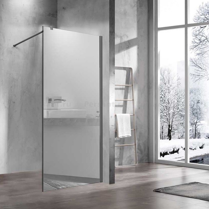 Душевая перегородка Vincea Walk-In 90 VSW-1H900MRGM вороненая сталь, зеркальное стекло