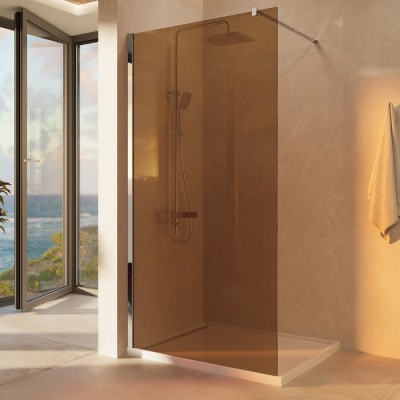 Душевая перегородка Vincea Walk-In 90 VSW-1H900GS профиль хром, стекло янтарь