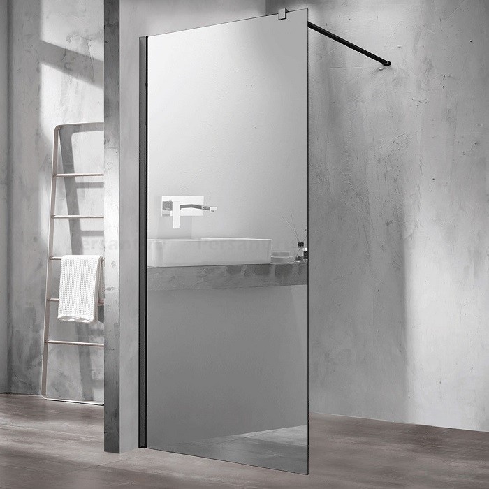 Душевая перегородка Vincea Walk-In 100 VSW-1H100MRB профиль черный, зеркальное стекло