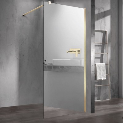 Душевая перегородка Vincea Walk-In 90 VSW-1H900MRG золото брашированное, зеркальное стекло