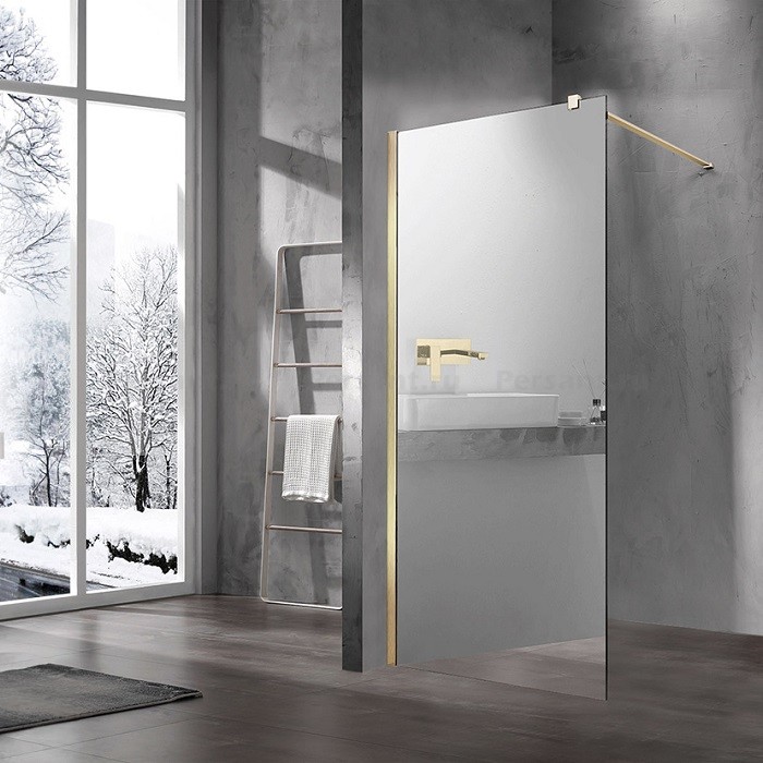Душевая перегородка Vincea Walk-In 100 VSW-1H100MRG золото брашированное, зеркальное стекло