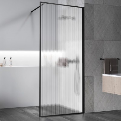 Душевая перегородка Vincea Walk-In 90 VSW-1HP900FLB профиль черный, рифленое стекло