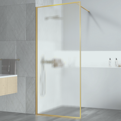 Душевая перегородка Vincea Walk-In 90 VSW-1HP900FLBG золото брашированное, рифленое стекло
