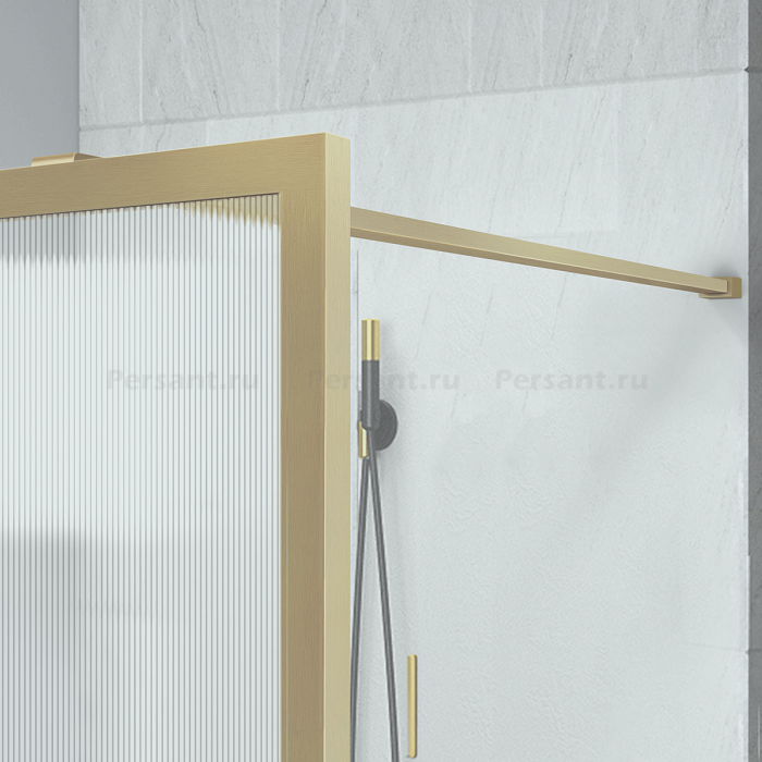 Душевая перегородка Vincea Walk-In 100 VSW-1HP100FLBG золото брашированное, рифленое стекло