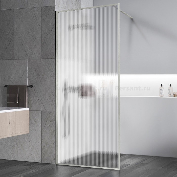 Душевая перегородка Vincea Walk-In 110 VSW-1HP110FLBN профиль никель, рифленое стекло