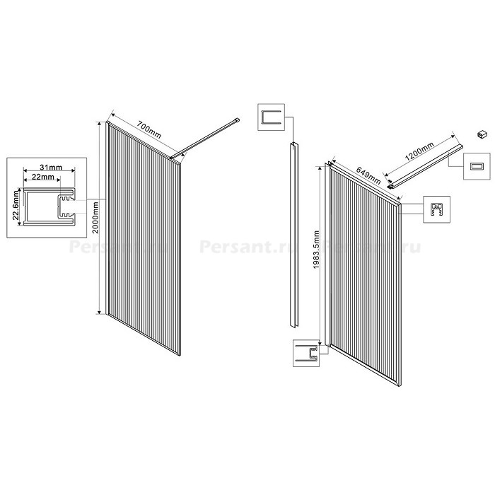 Душевая перегородка Vincea Walk-In 70 VSW-1HP700FLBN профиль никель, рифленое стекло