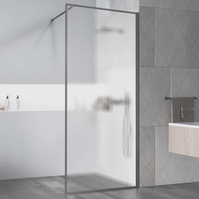 Душевая перегородка Vincea Walk-In 90 VSW-1HP900FLGM вороненая сталь, рифленое стекло