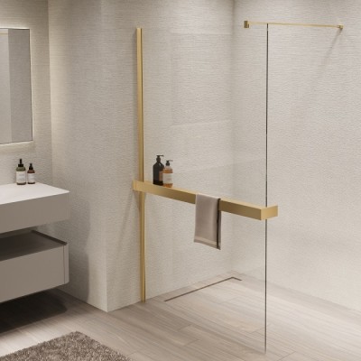 Душевая перегородка Vincea Walk-In 100 VSW-1HR100CLG золото брашированное, прозрачное стекло