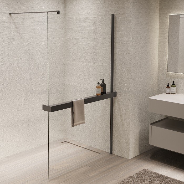 Душевая перегородка Vincea Walk-In 100 VSW-1HR100CLGM вороненая сталь, прозрачное стекло