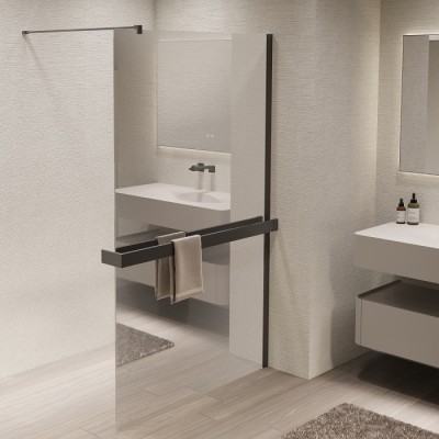 Душевая перегородка Vincea Walk-In 100 VSW-1HR100MRGM вороненая сталь, зеркальное стекло