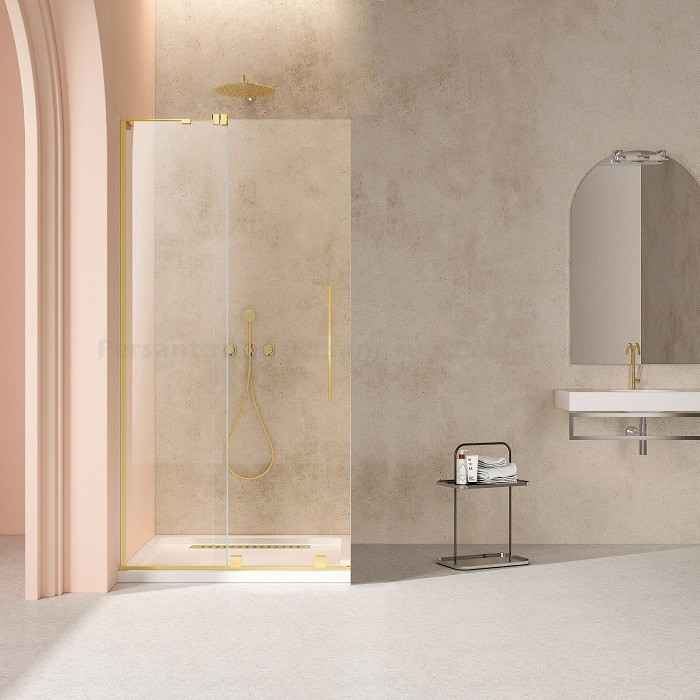 Душевая перегородка Vincea Walk-In 120 VSW-4WSL120CLG-L золото, прозрачное стекло, левосторонняя