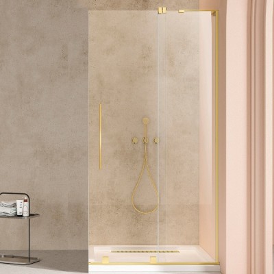 Душевая перегородка Vincea Walk-In 120 VSW-4WSL120CLG-R золото, прозрачное стекло, правосторонняя