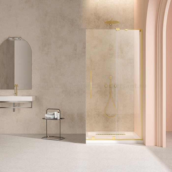 Душевая перегородка Vincea Walk-In 120 VSW-4WSL120CLG-R золото, прозрачное стекло, правосторонняя