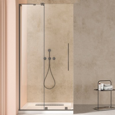 Душевая перегородка Vincea Walk-In 120 VSW-4WSL120CLGM-L вороненая сталь, прозрачное стекло, левосторонняя