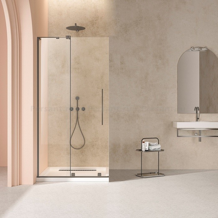 Душевая перегородка Vincea Walk-In 120 VSW-4WSL120CLGM-L вороненая сталь, прозрачное стекло, левосторонняя