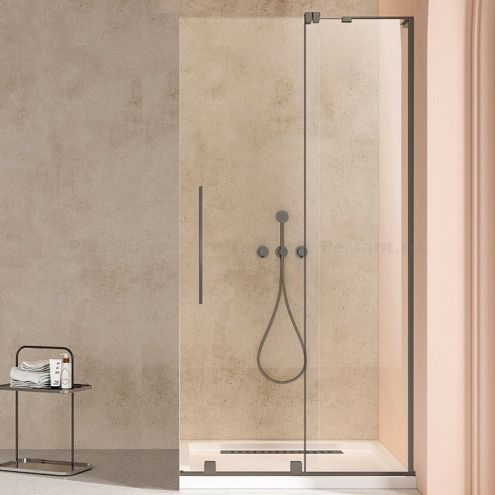 Душевая перегородка Vincea Walk-In 120 VSW-4WSL120CLGM-R вороненая сталь, прозрачное стекло, правосторонняя