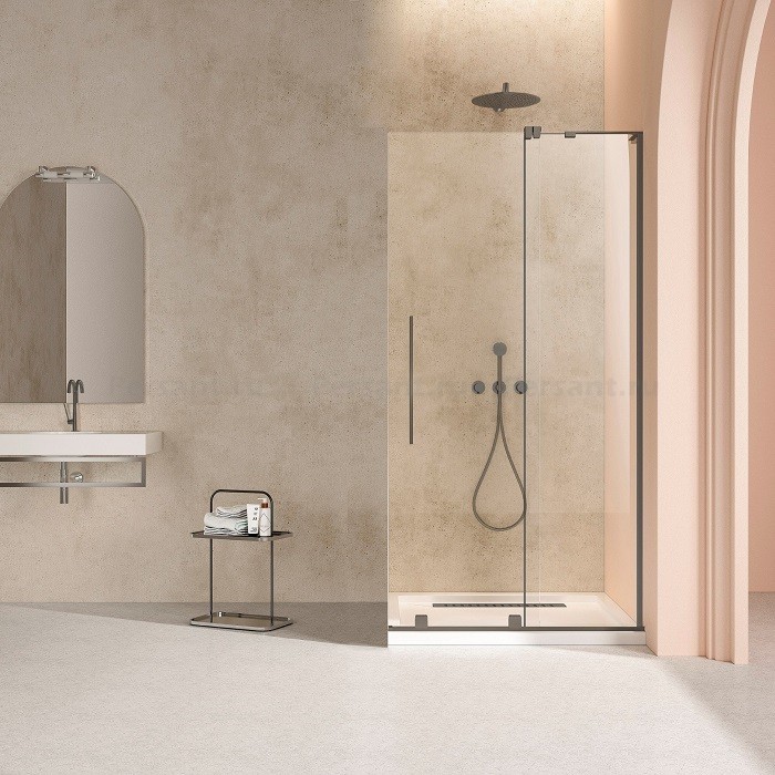 Душевая перегородка Vincea Walk-In 120 VSW-4WSL120CLGM-R вороненая сталь, прозрачное стекло, правосторонняя
