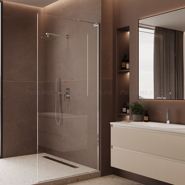 Душевая перегородка Vincea Walk-In 100 VSWL-7HS100CL профиль хром, прозрачное стекло