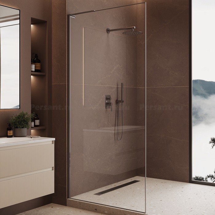 Душевая перегородка Vincea Walk-In 80 VSWL-7HS800CLGM вороненая сталь, прозрачное стекло