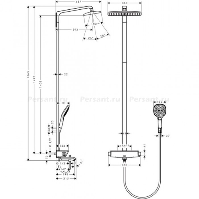 Душевая стойка Hansgrohe Raindance Select E 27113400 с термостатом, белый/хром