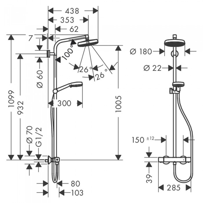 Душевая стойка Hansgrohe Crometta 160 27264400