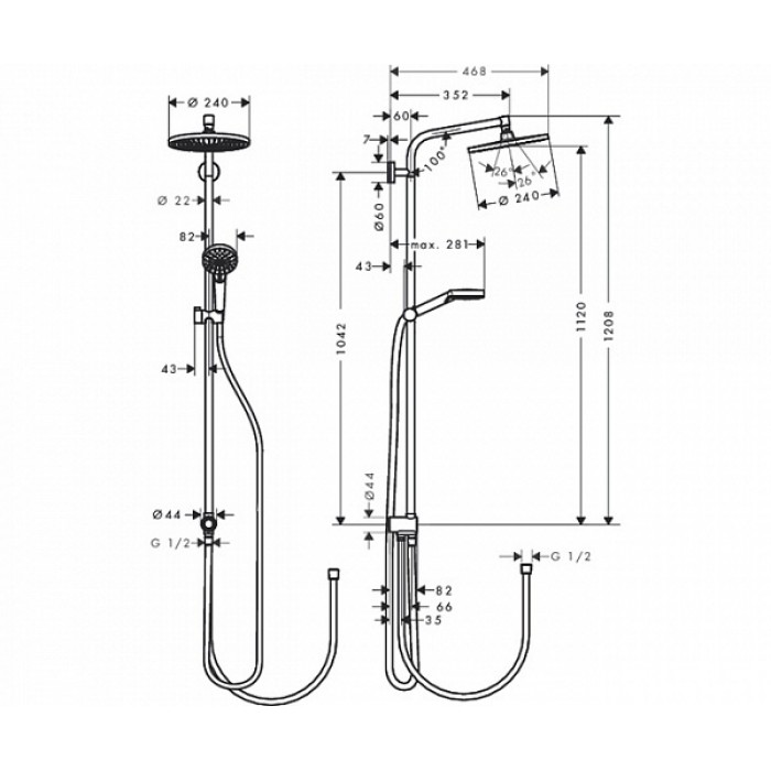 Душевая система Hansgrohe Crometta 240 27270000 без смесителя