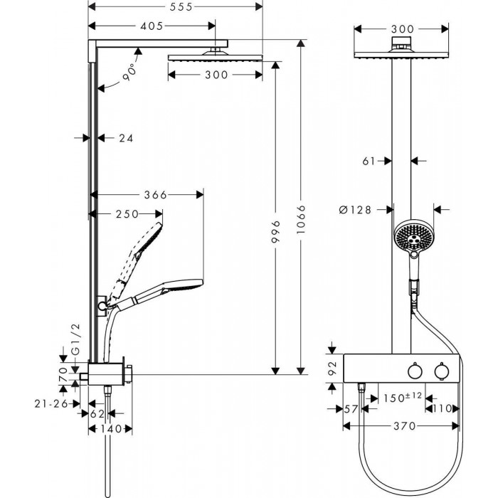 Душевая стойка Hansgrohe Raindance 27361000 с термостатом